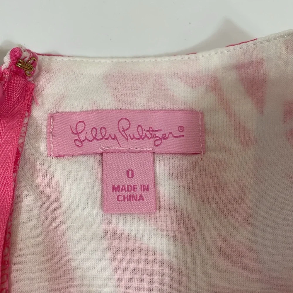 Lilly Pulitzer Mini Skirt Size 0 Pink And White Dragonfly Print Scalloped EUC